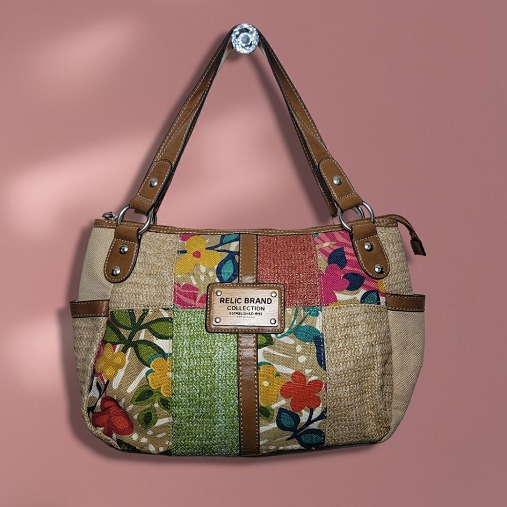 Relic Floral Patchwork Woven Spring Handbag Shoul… - image 1